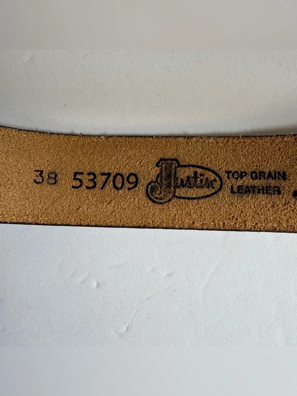 Justin Brown Top Grain Leather Western Cowboy Belt Made USA Mens Size 38 Ranch